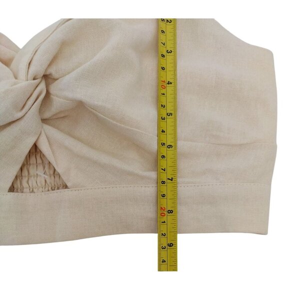 House Of Harlow Womens Beige Twist Front Linen Blend Crop Top, Size S. - Picture 7 of 7